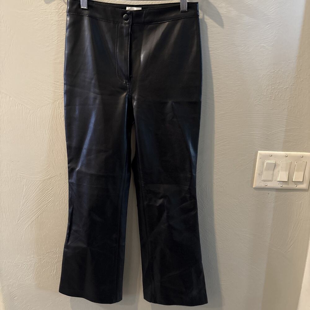 Wilfred Aritzia Black Leather Pants Women's 2 Black Flare Wide Leg Y2K NWOT✅